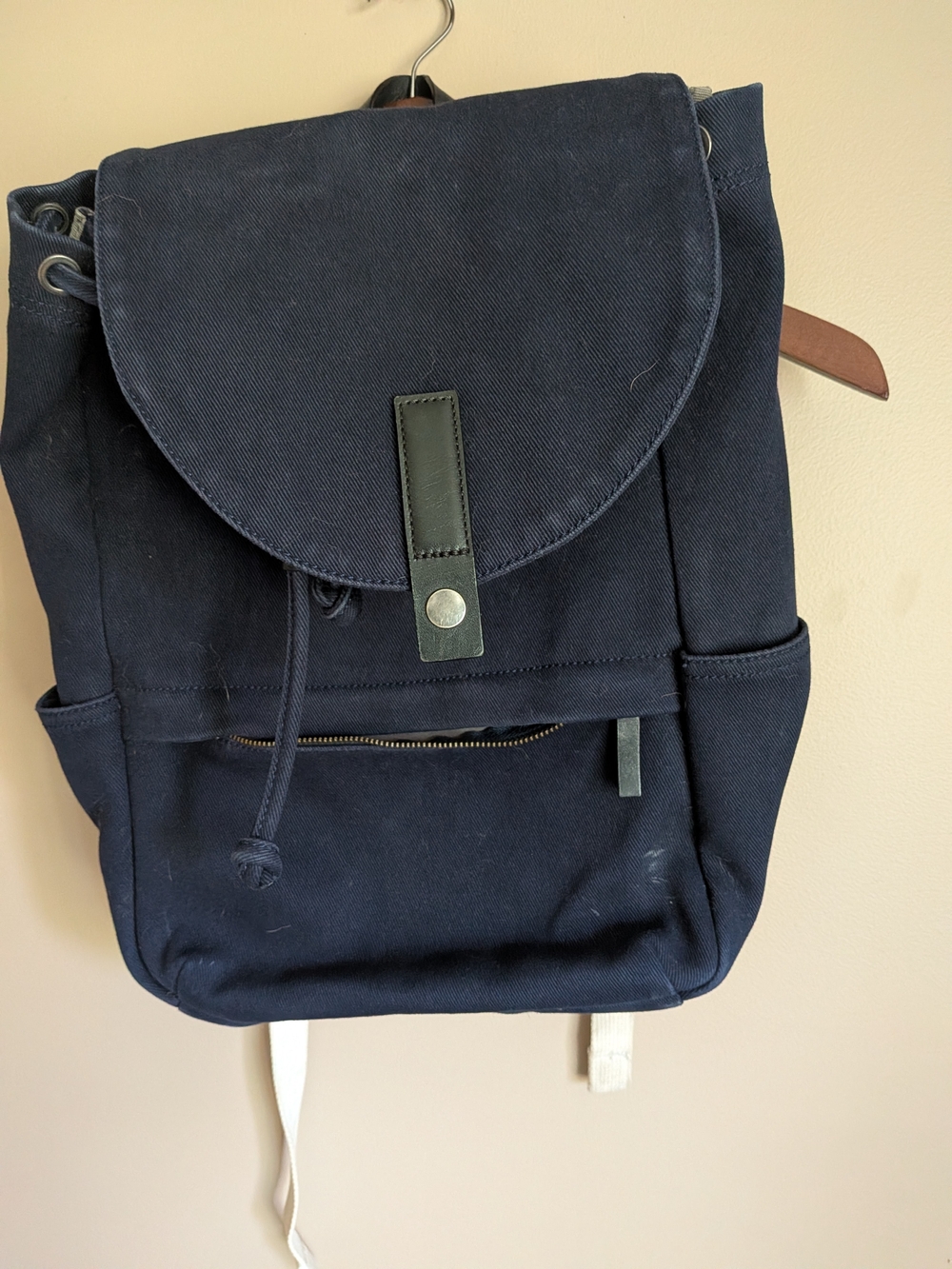 Everlane Navy Canvas Drawstring Backpack